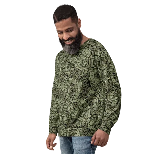 Olive Oddities on a Sweatshirt