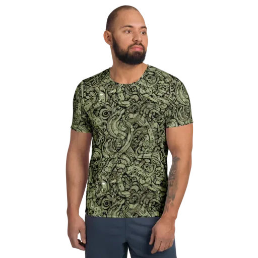 Olive Oddities on a Men's Athletic T-Shirt