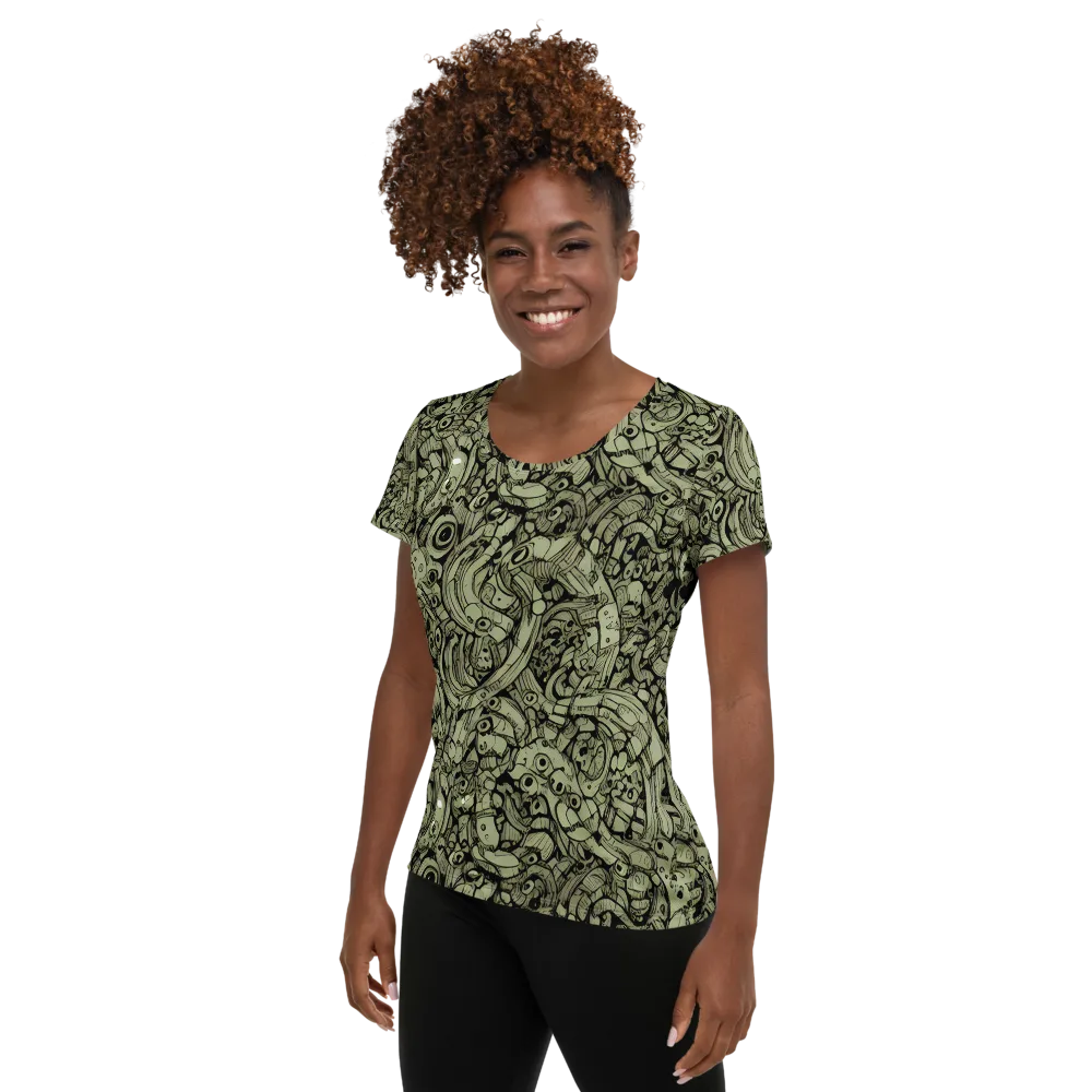 Olive Oddities on Women's Athletic T-Shirt — Left