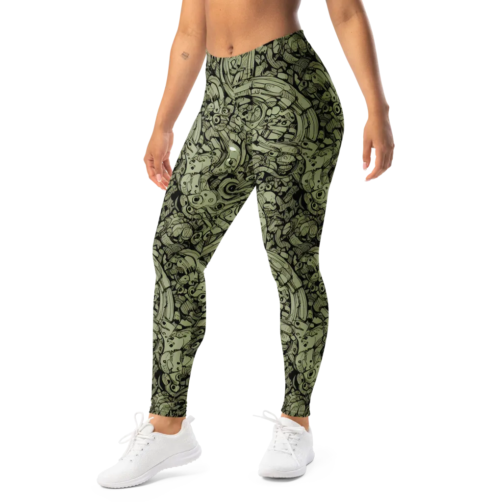 Olive Oddities on Leggings — Left Front