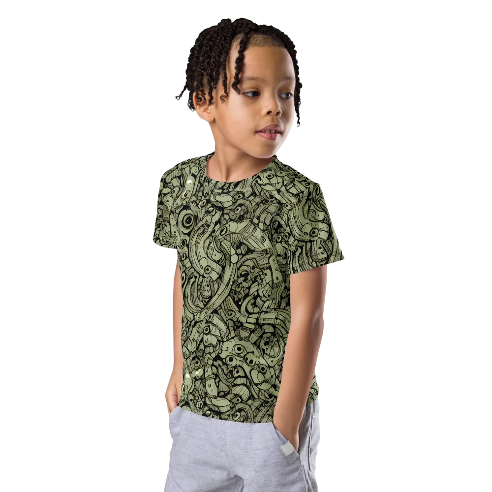Olive Oddities on Kids Crew Neck T-Shirt — Left Front
