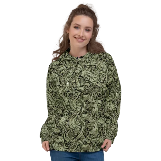 Olive Oddities on a Hoodie