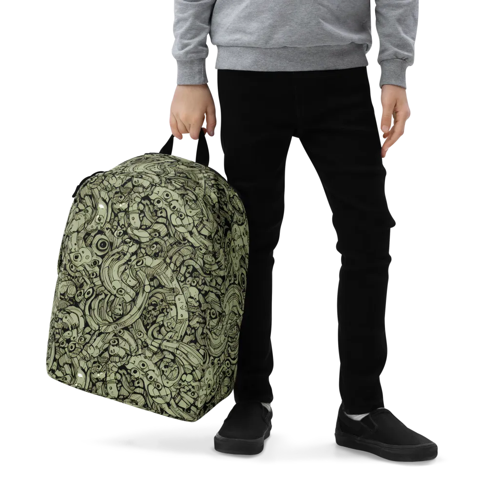 Olive Oddities on Minimalist Backpack — Zoomed-in