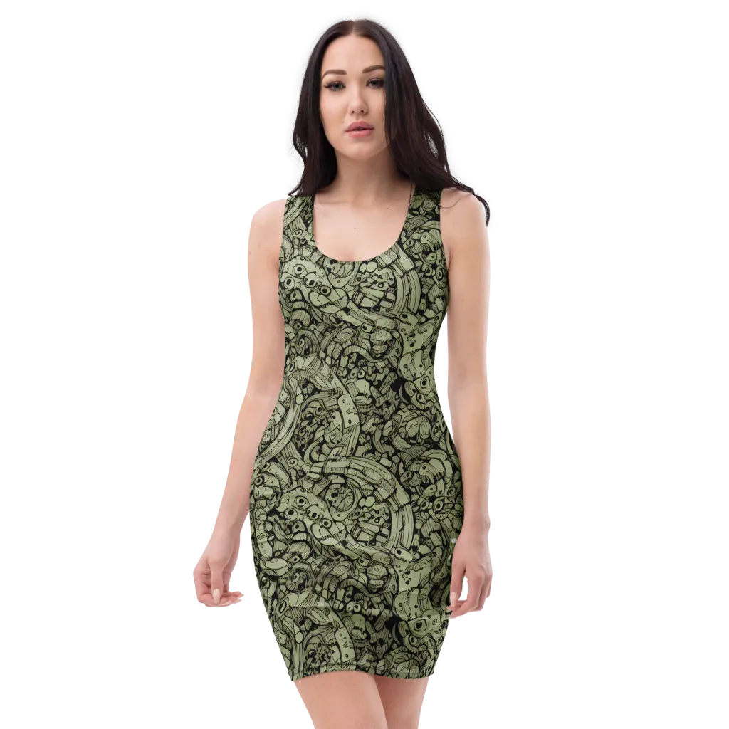 Olive Oddities on Bodycon Dress — Front
