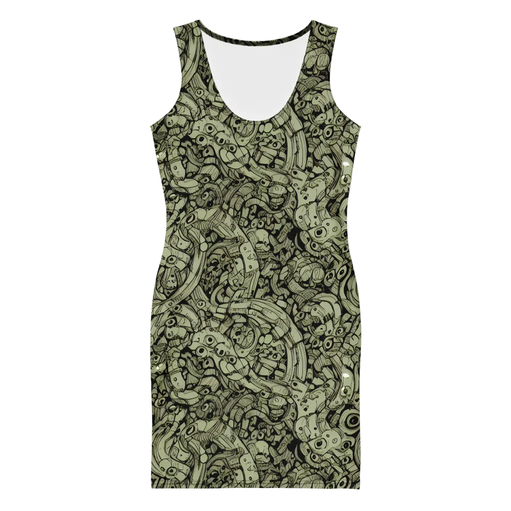 Olive Oddities on Bodycon Dress — Front