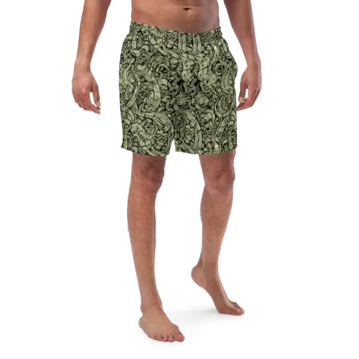 Olive Oddities on a Swim Trunks
