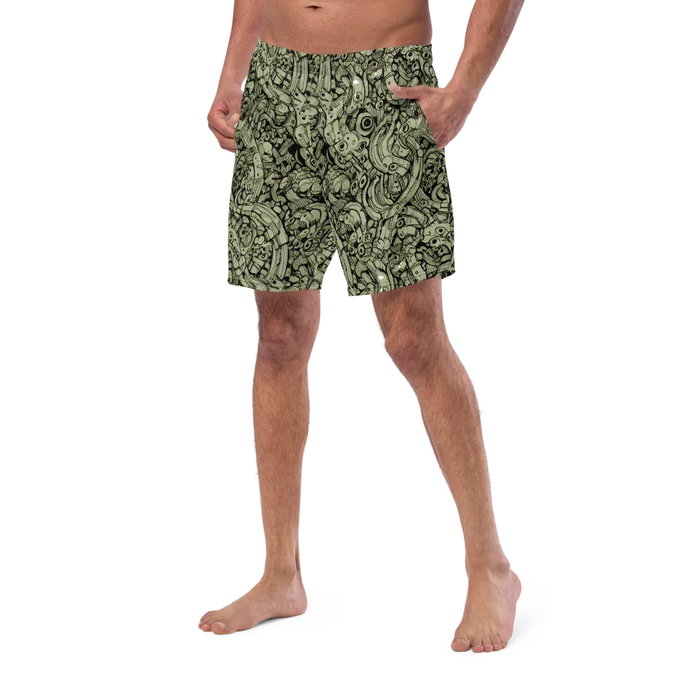 Olive Oddities on Swim Trunks — Left Front
