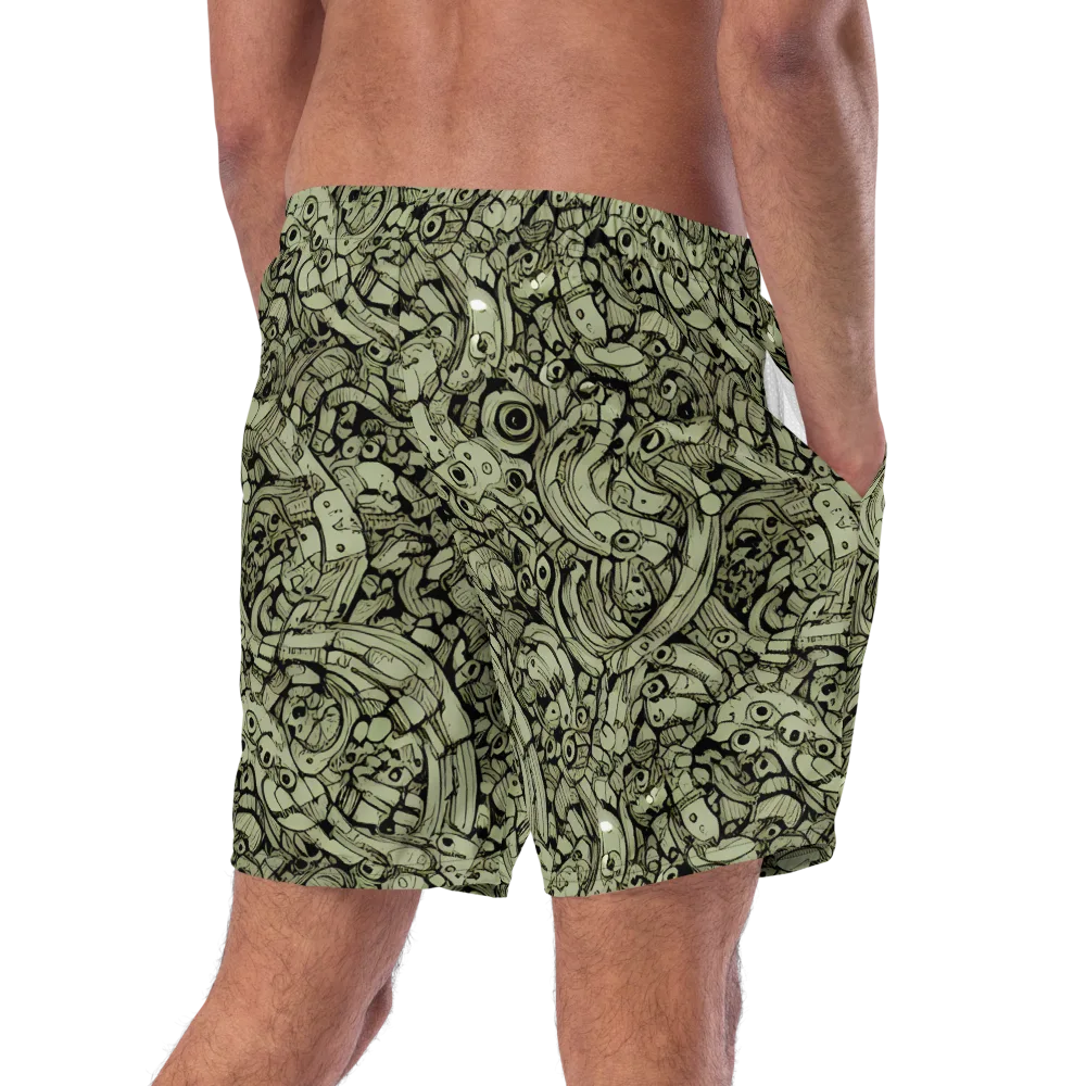 Olive Oddities on Swim Trunks — Right Back