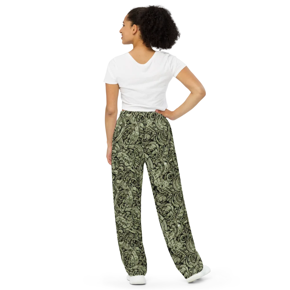 Olive Oddities on Wide-Leg Pants — Back