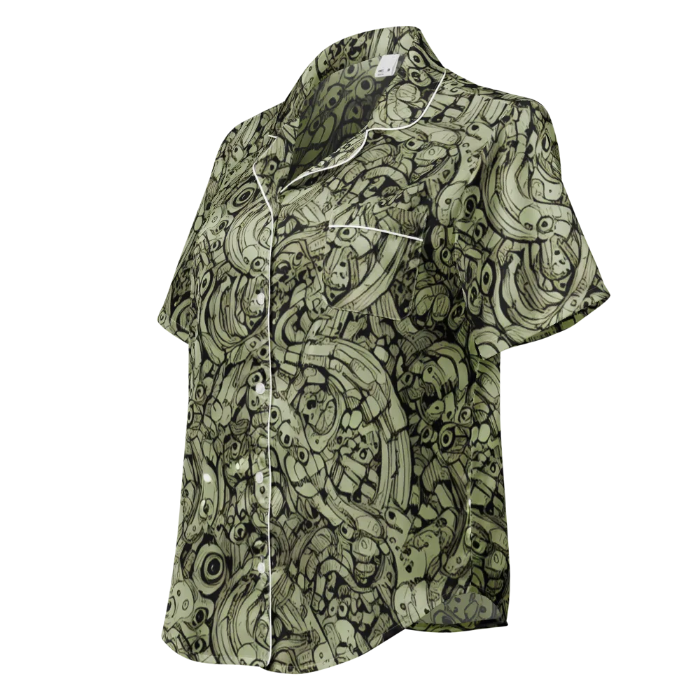Olive Oddities on Women's Short Sleeve Pajama Top — Left Front