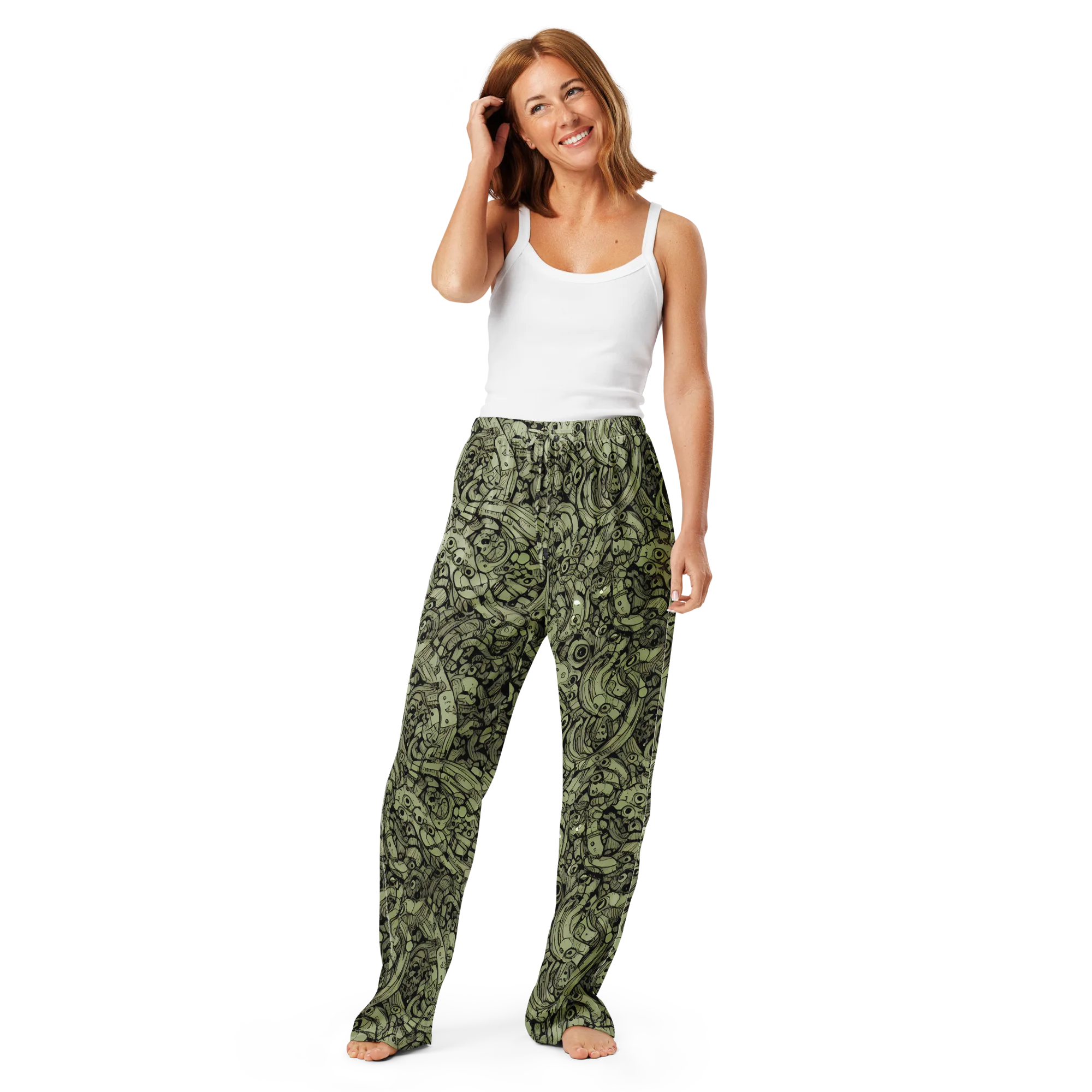Olive Oddities on Women's Pajama Pants — Front