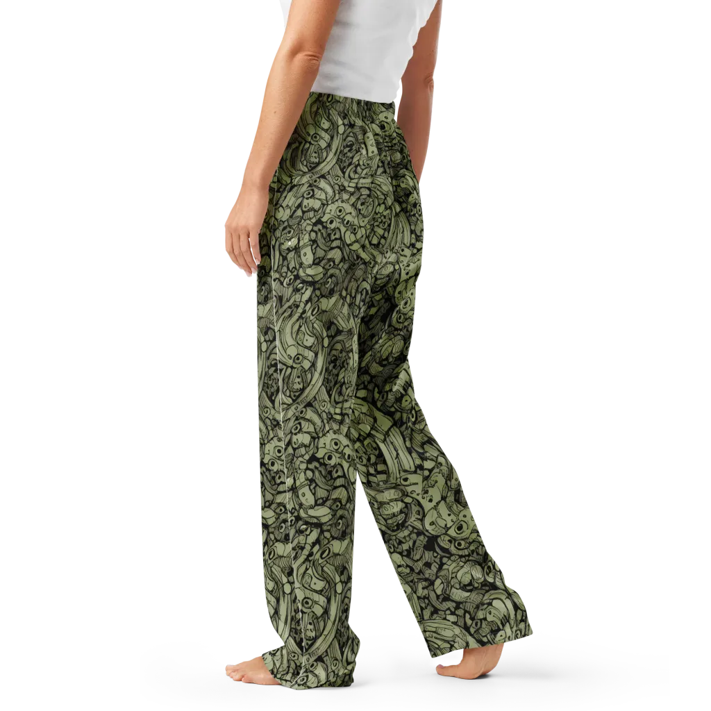 Olive Oddities on Women's Pajama Pants — Left