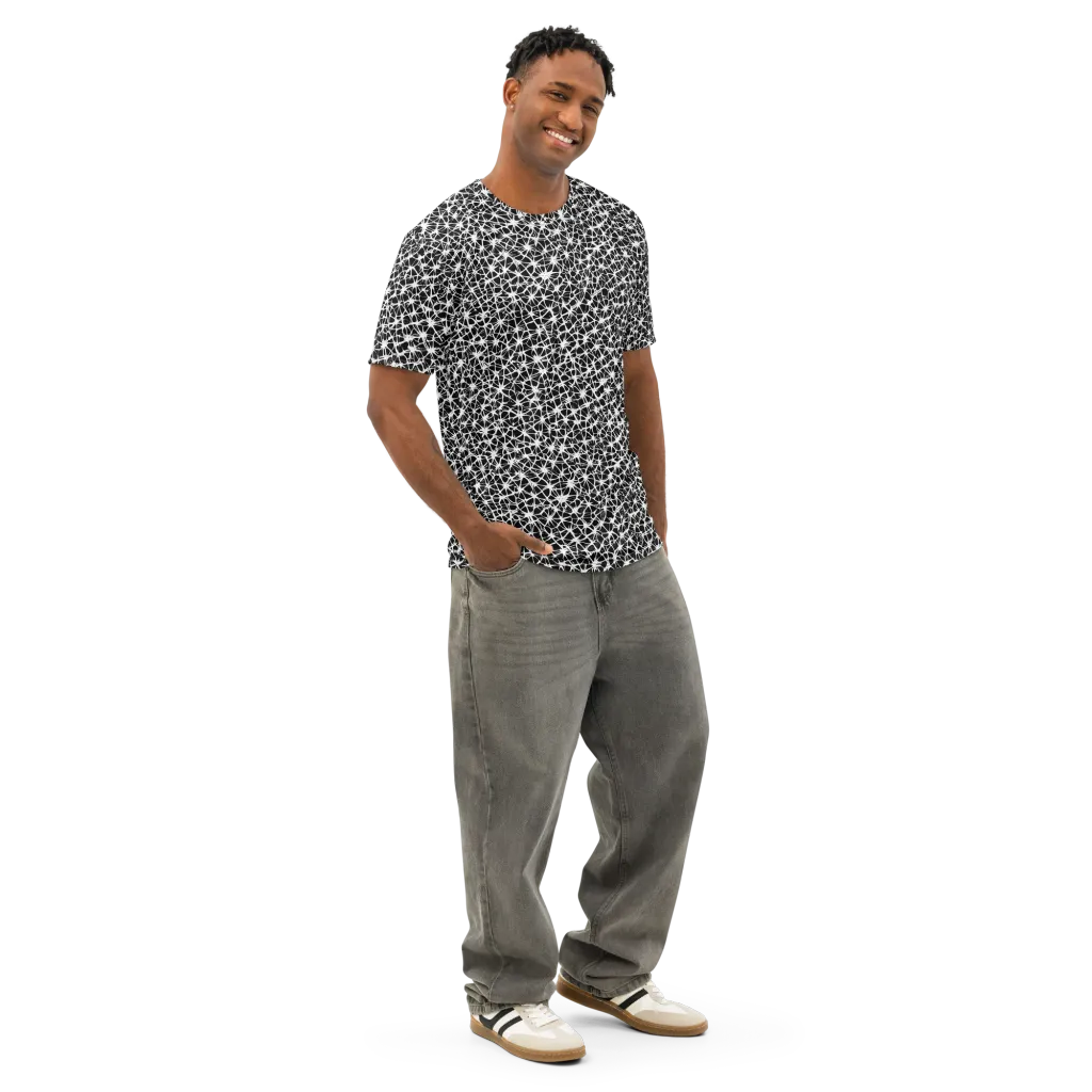 Ink Web on Men's Cotton Crew Neck T-Shirt — Right Front