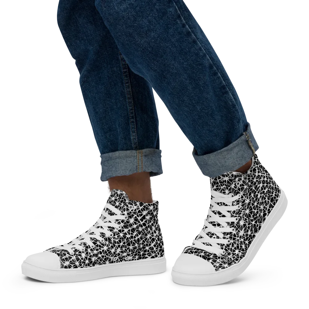 Ink Web on Men's High Top Canvas Shoes — Left