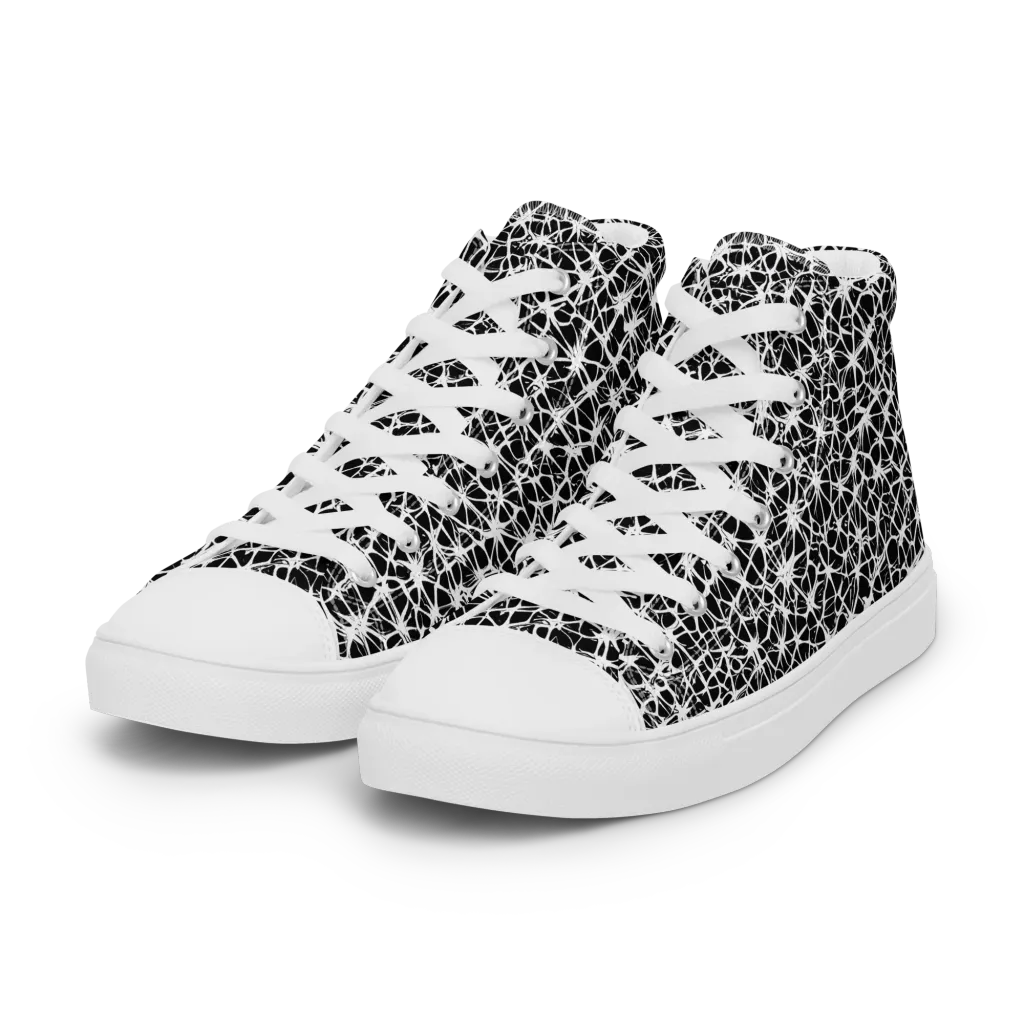 Ink Web on Women's High Top Canvas Shoes — Left Front