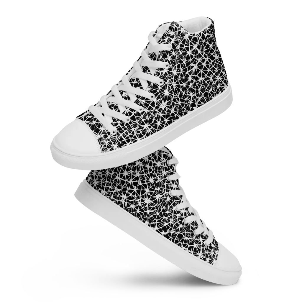 Ink Web on Women's High Top Canvas Shoes — Front