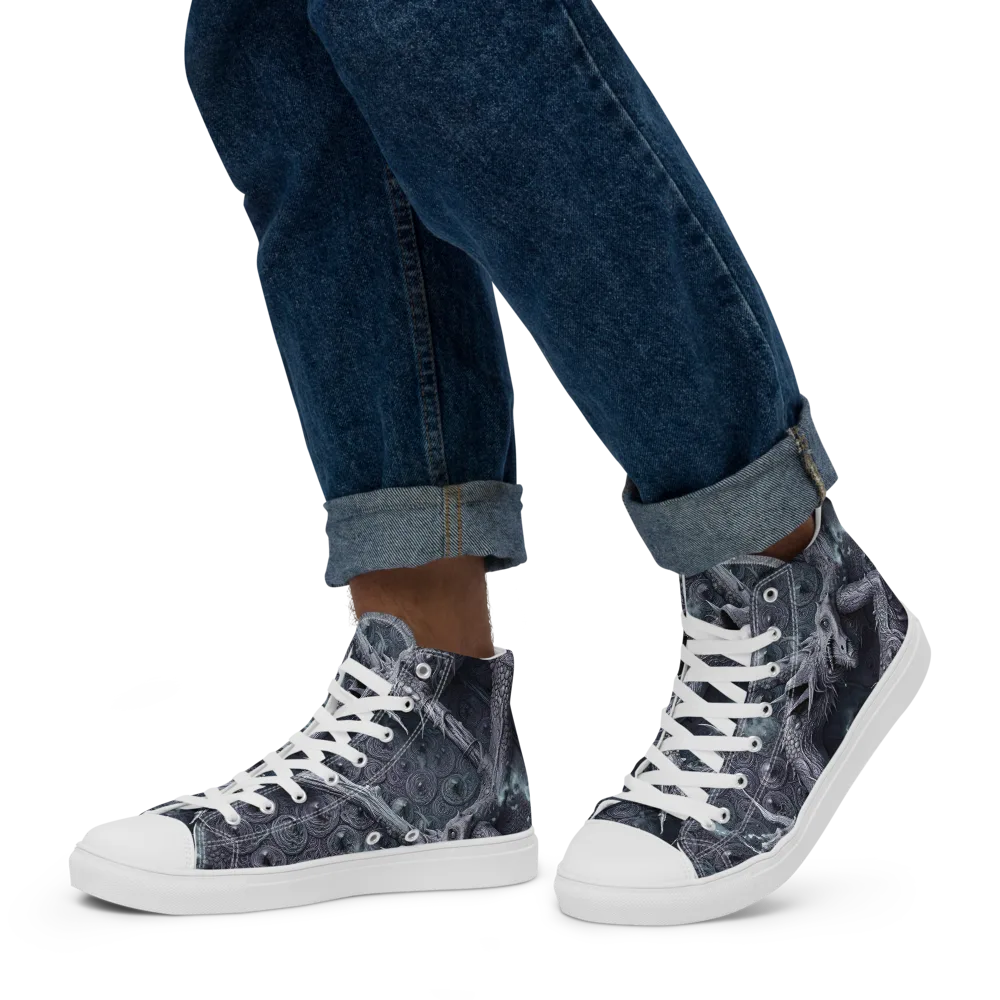 Wyrmwork on Men's High Top Canvas Shoes — Left