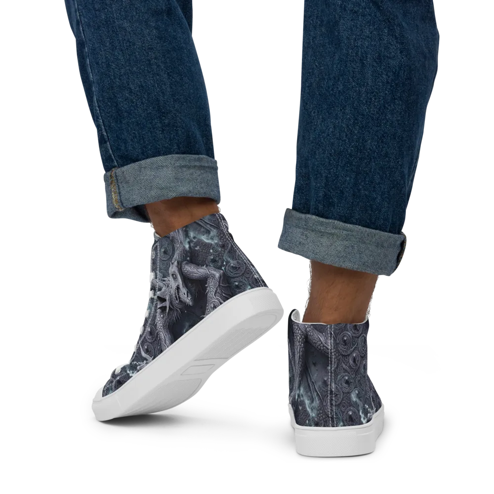 Wyrmwork on Men's High Top Canvas Shoes — Back