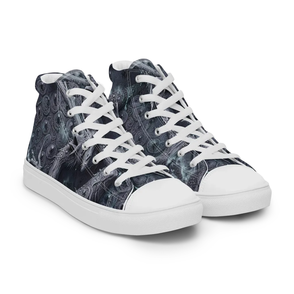 Wyrmwork on Women's High Top Canvas Shoes — Right Front