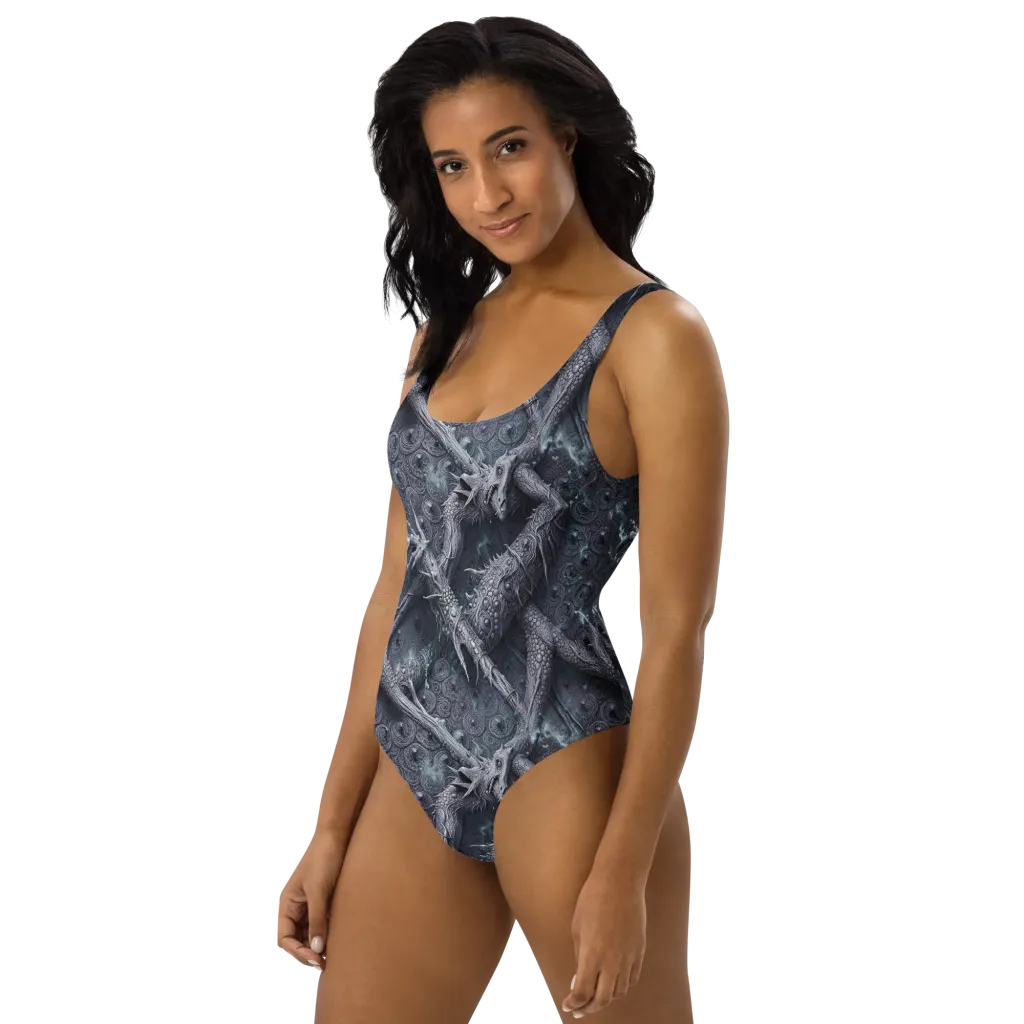 Wyrmwork on One-Piece Swimsuit — Left