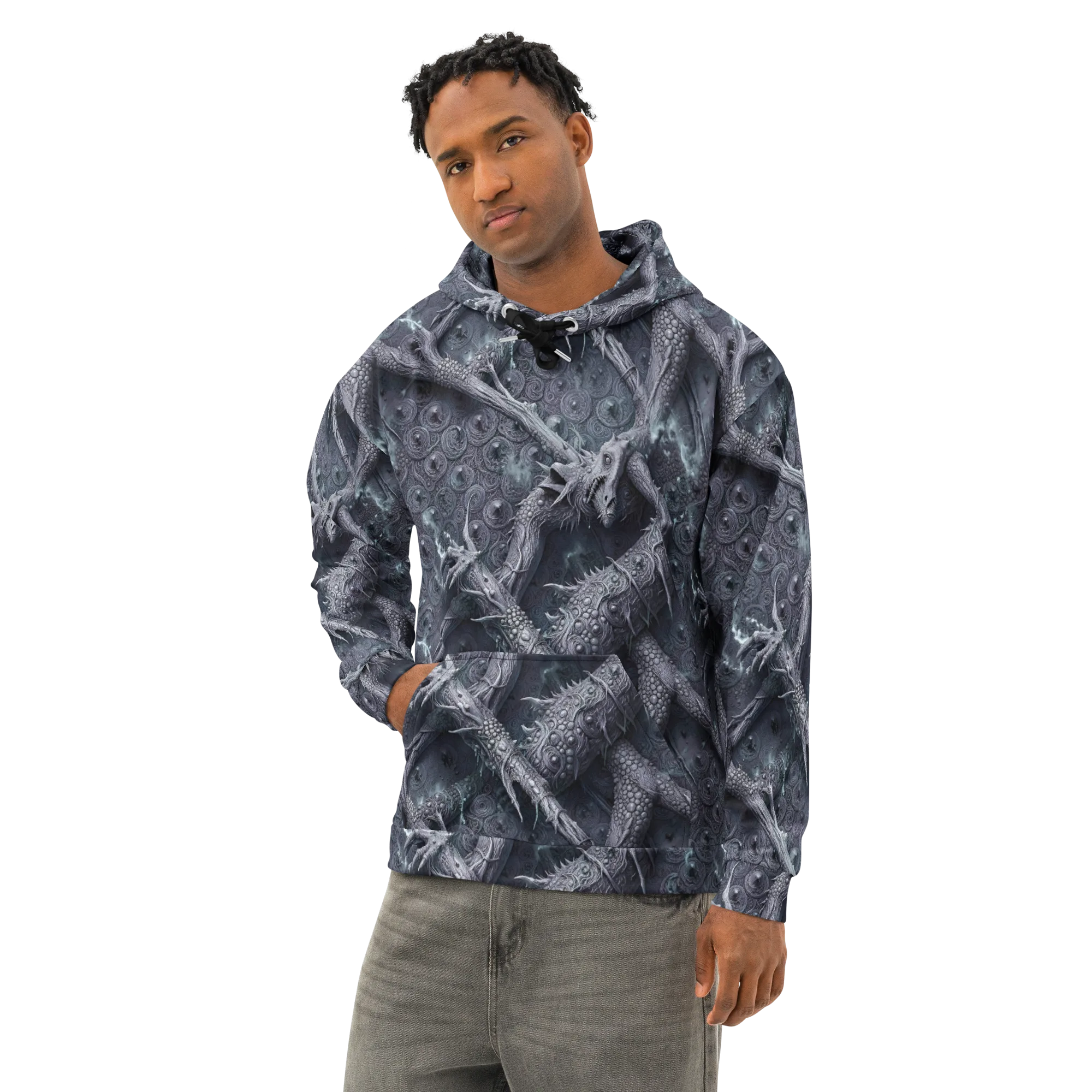 Wyrmwork on Cotton Hoodie — Left Front