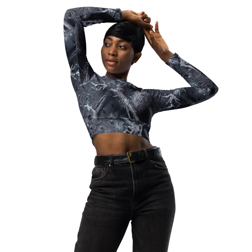 Wyrmwork on Long Sleeve Crop Top — Front