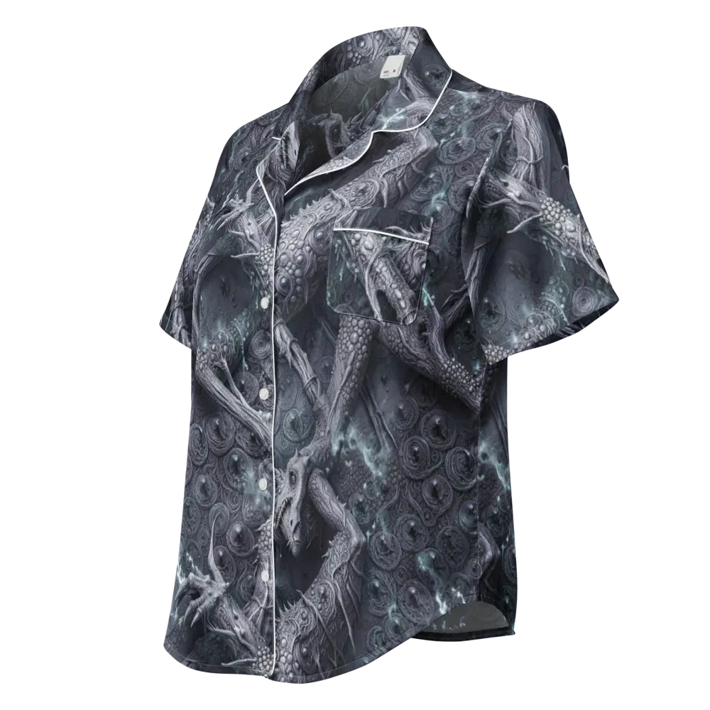 Wyrmwork on Women's Short Sleeve Pajama Top — Left Front