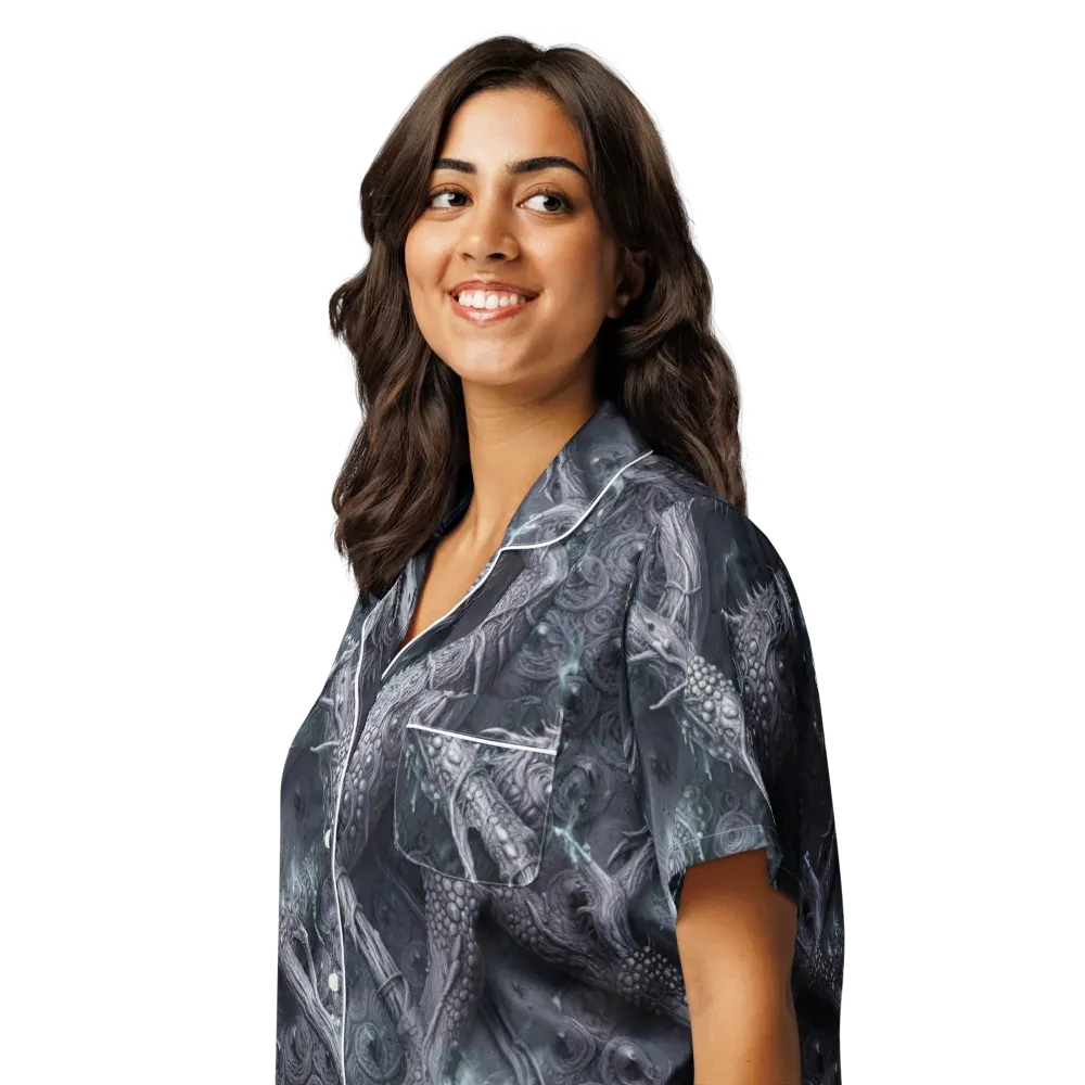 Wyrmwork on Women's Short Sleeve Pajama Top — Left Front