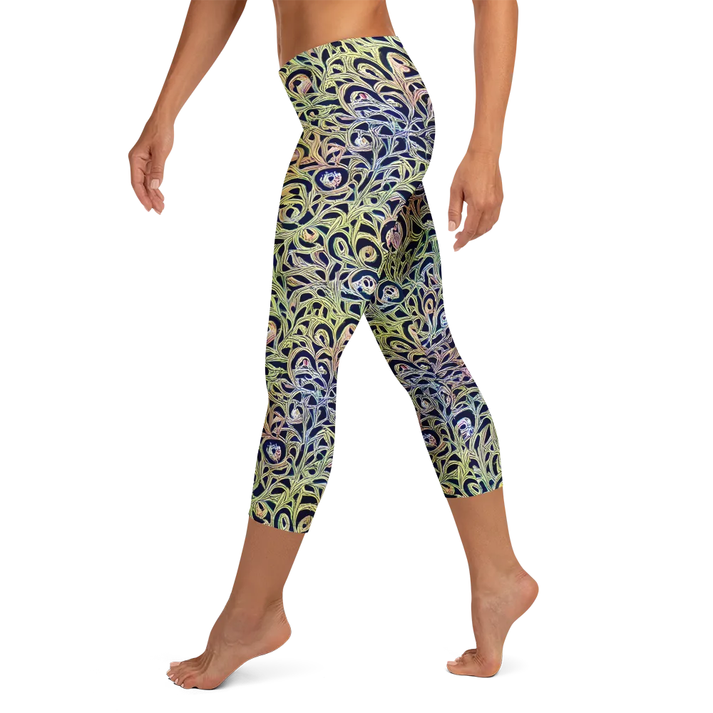 Citron Labyrinth on Capri Leggings — Left