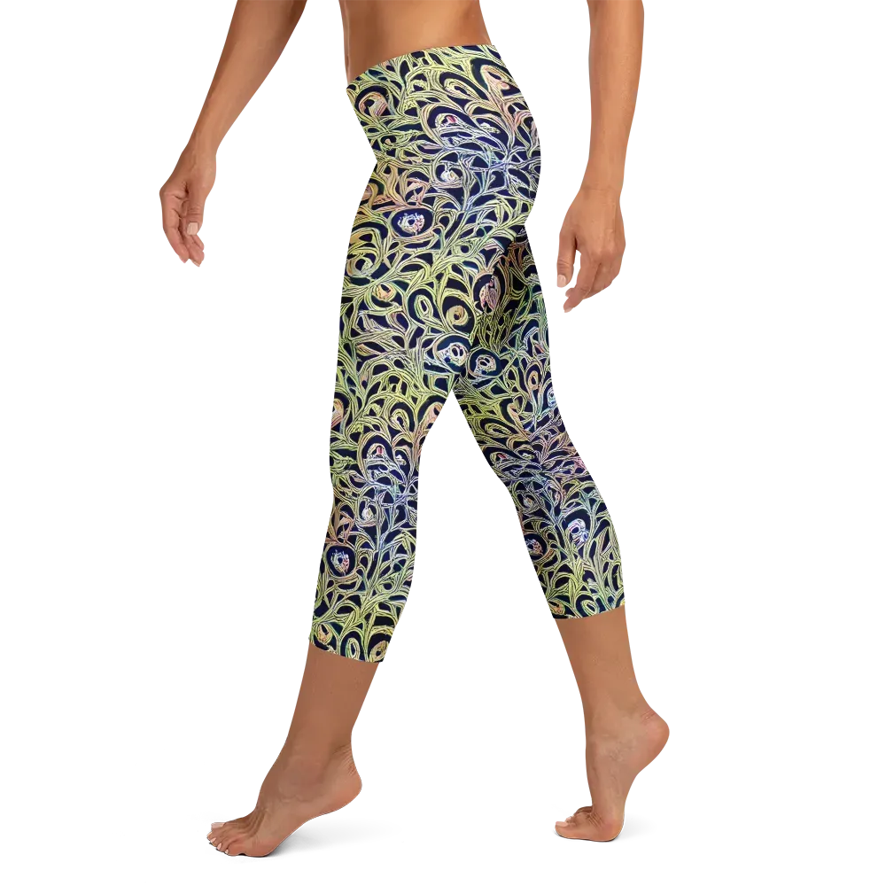 Citron Labyrinth on Capri Leggings — Left