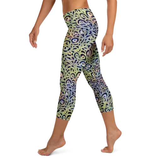 Citron Labyrinth on a Capri Leggings
