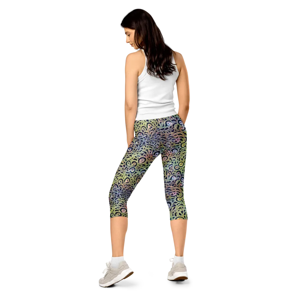 Citron Labyrinth on Capri Leggings — Back