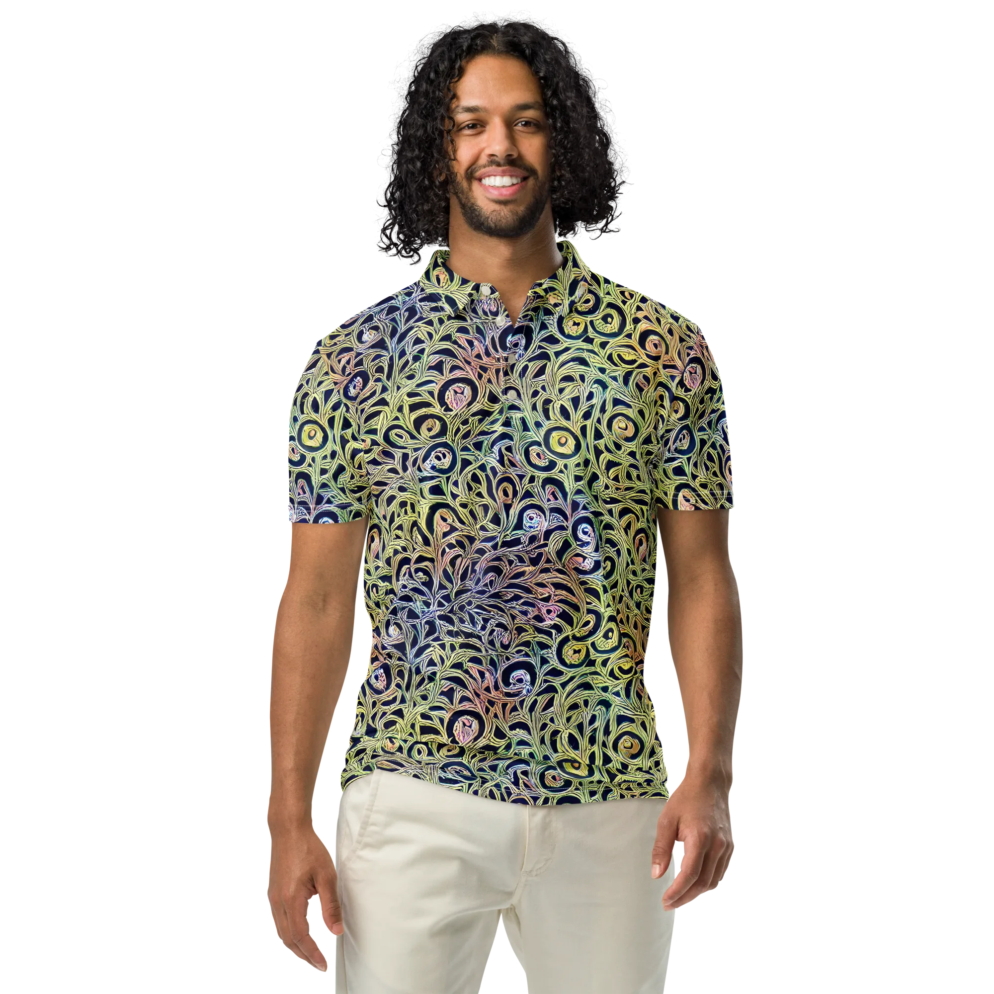 Citron Labyrinth on Men's Slim Fit Polo Shirt — Front