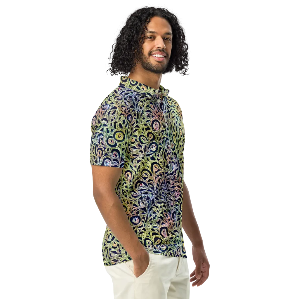 Citron Labyrinth on Men's Slim Fit Polo Shirt — Right Front