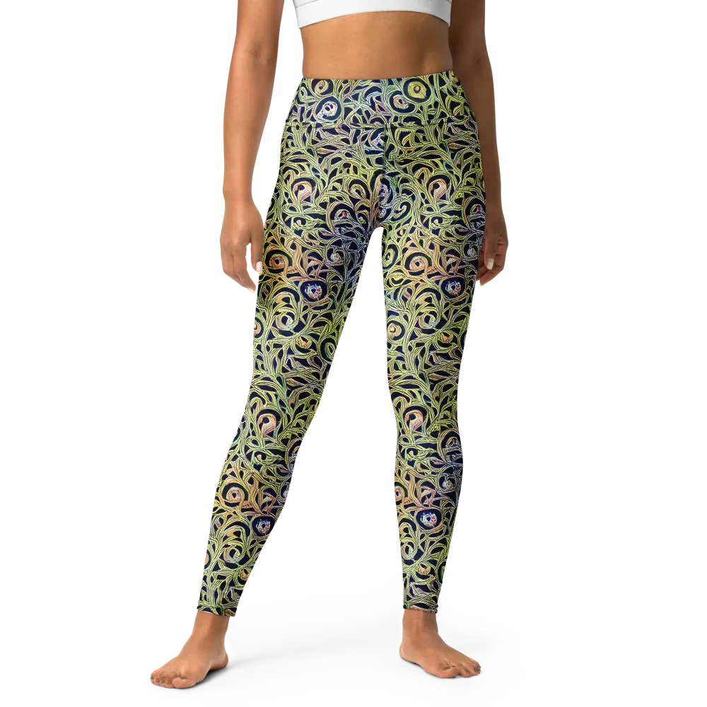 Citron Labyrinth on Yoga Leggings — Front