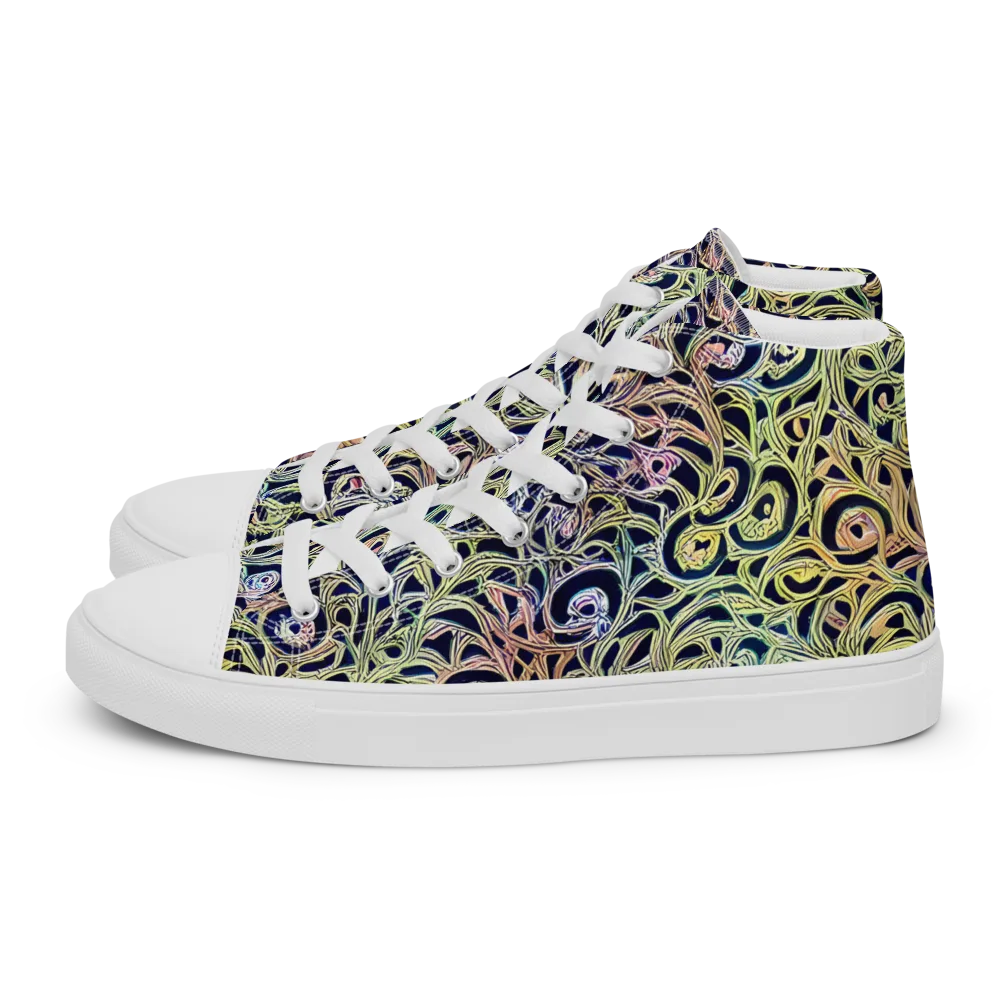 Citron Labyrinth on Men's High Top Canvas Shoes — Left