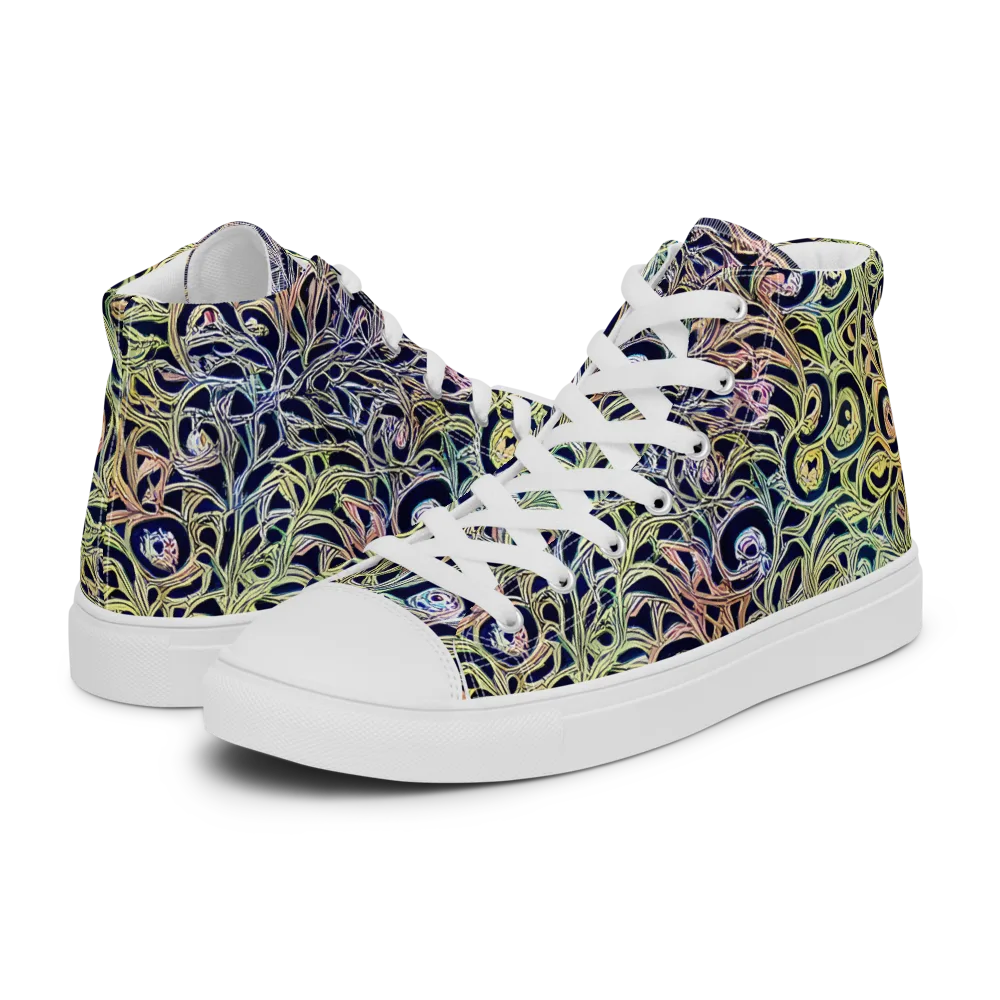 Citron Labyrinth on Men's High Top Canvas Shoes — Left