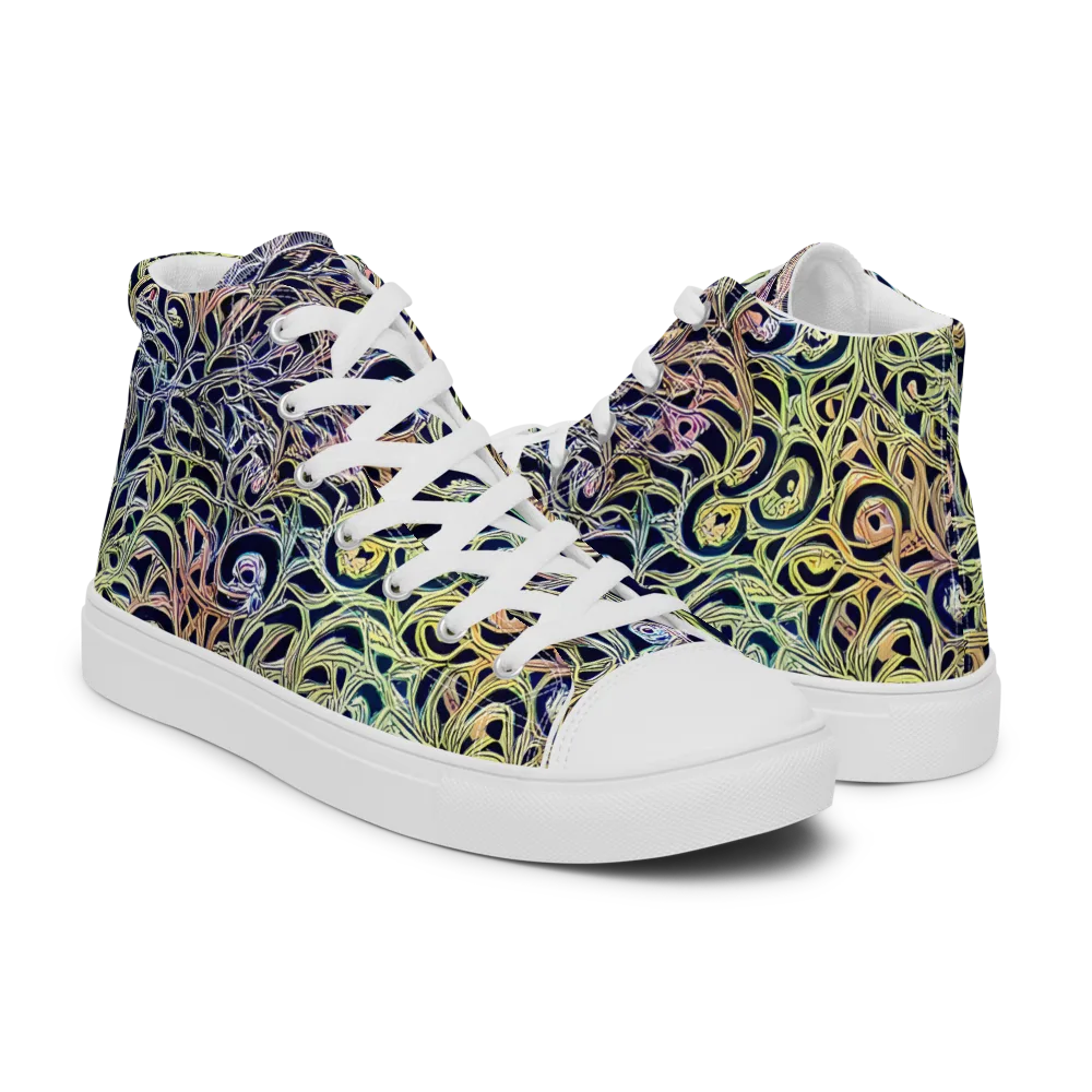 Citron Labyrinth on Men's High Top Canvas Shoes — Right