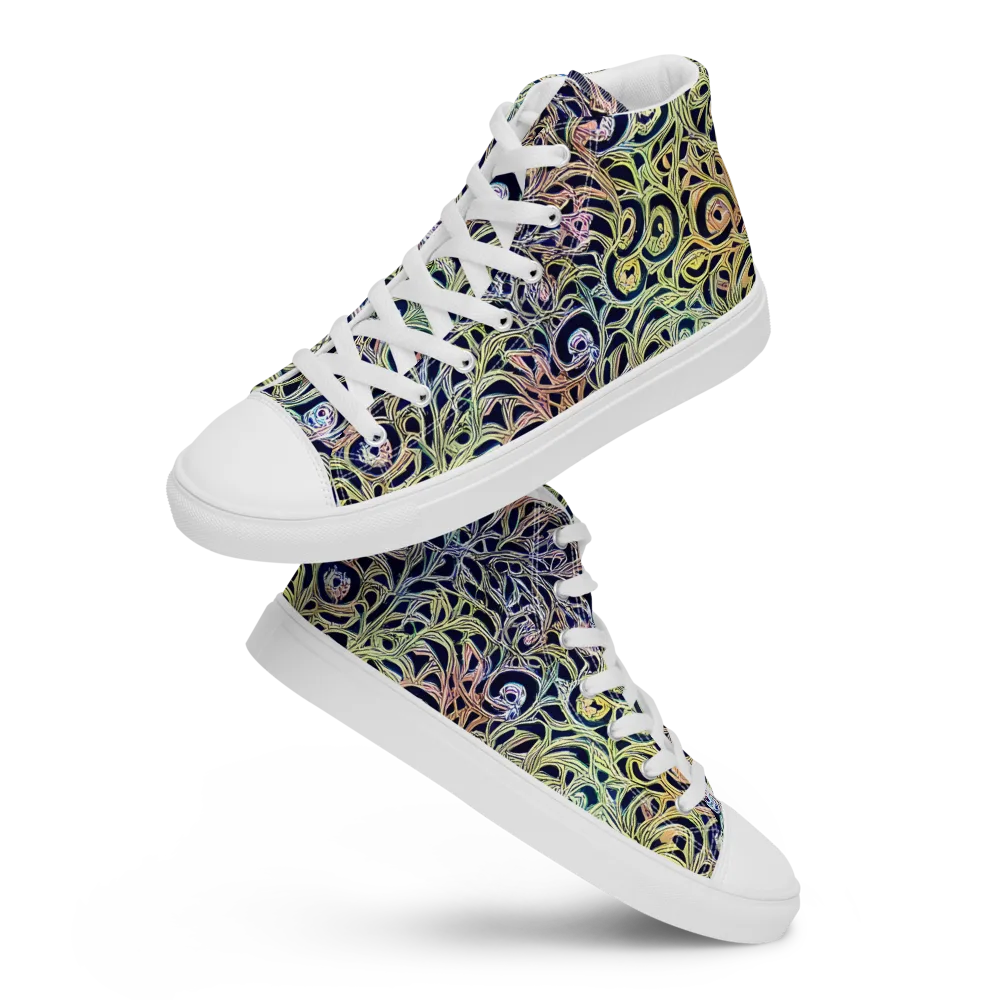 Citron Labyrinth on Men's High Top Canvas Shoes — Front