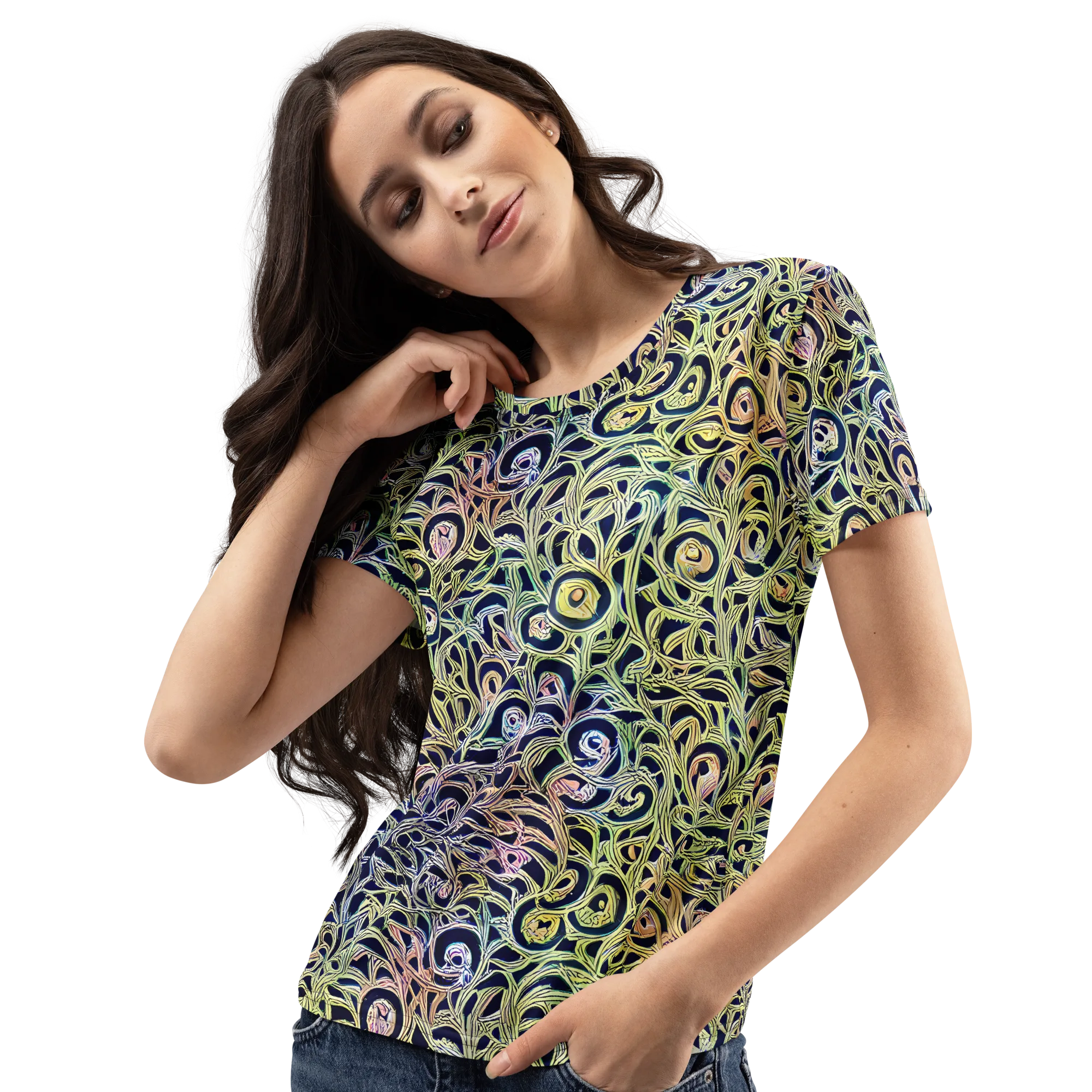 Citron Labyrinth on Women's Crew Neck T-Shirt — Left Front