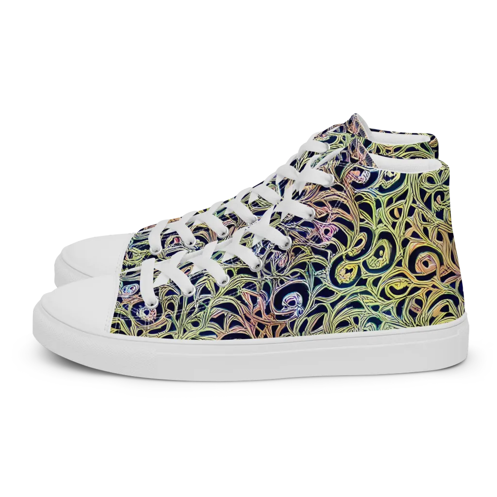Citron Labyrinth on Women's High Top Canvas Shoes — Left