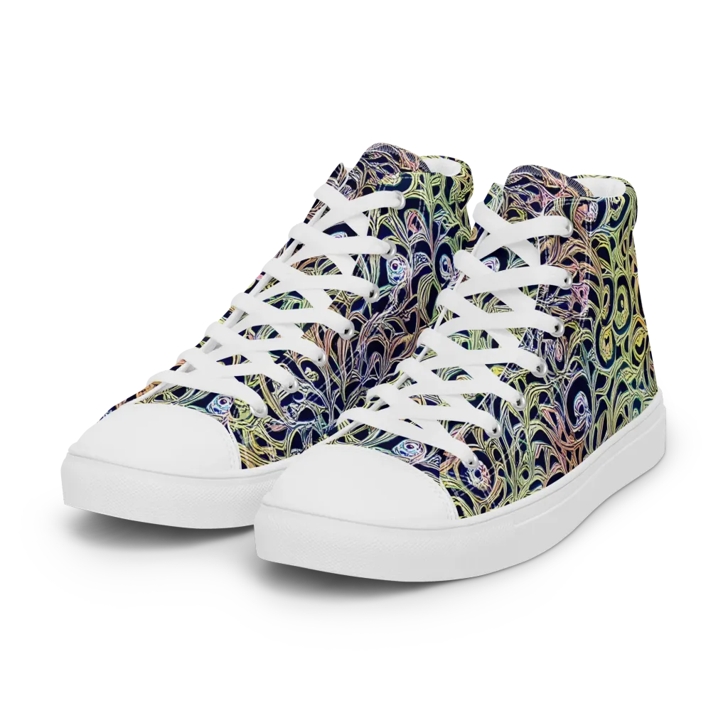 Citron Labyrinth on Women's High Top Canvas Shoes — Left Front
