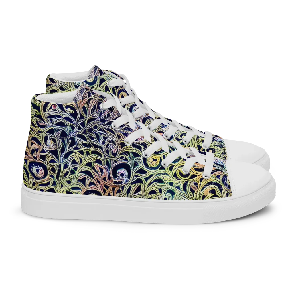 Citron Labyrinth on Women's High Top Canvas Shoes — Right