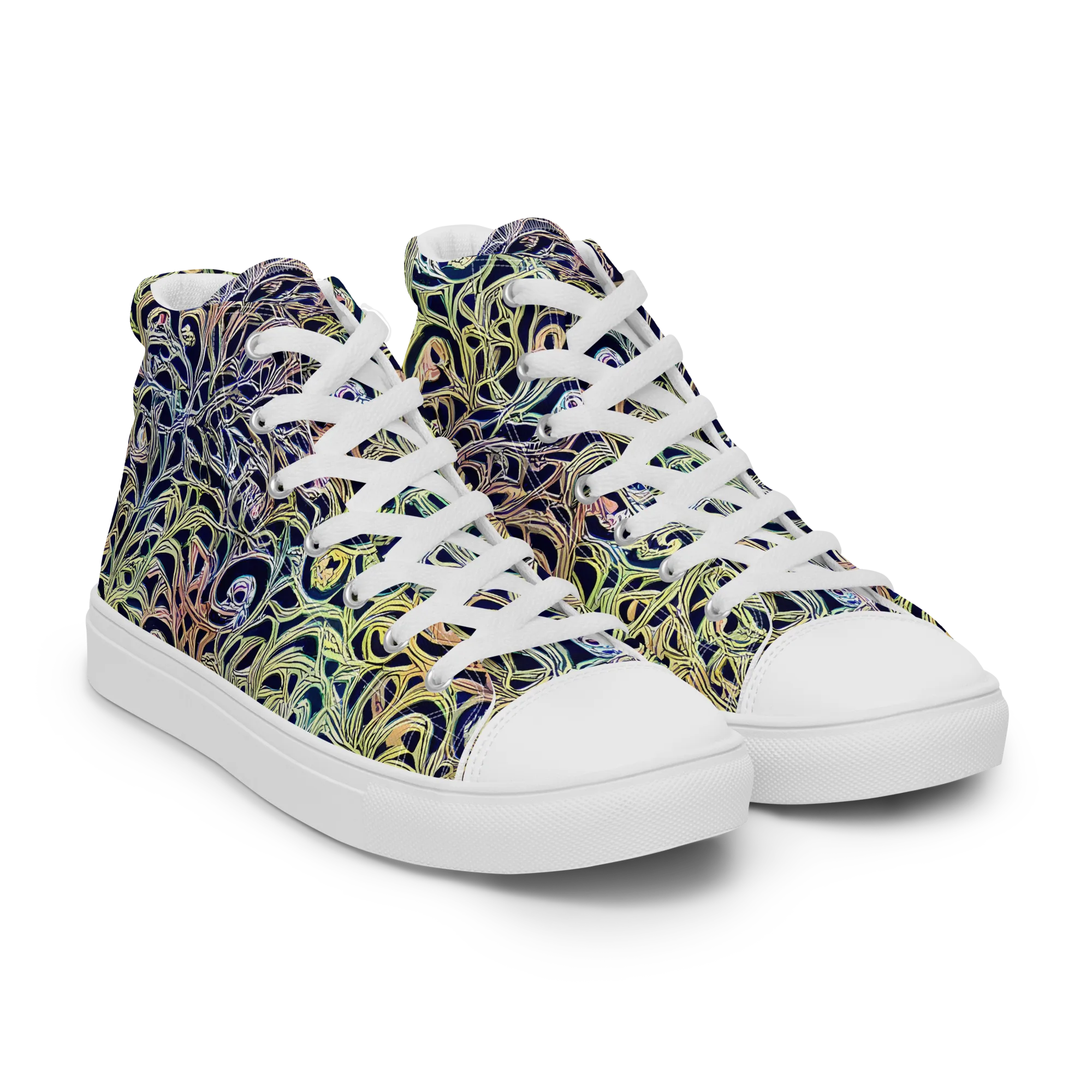 Citron Labyrinth on Women's High Top Canvas Shoes — Right Front