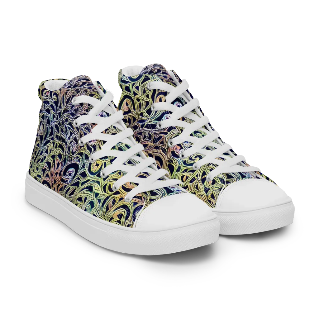 Citron Labyrinth on Women's High Top Canvas Shoes — Right Front