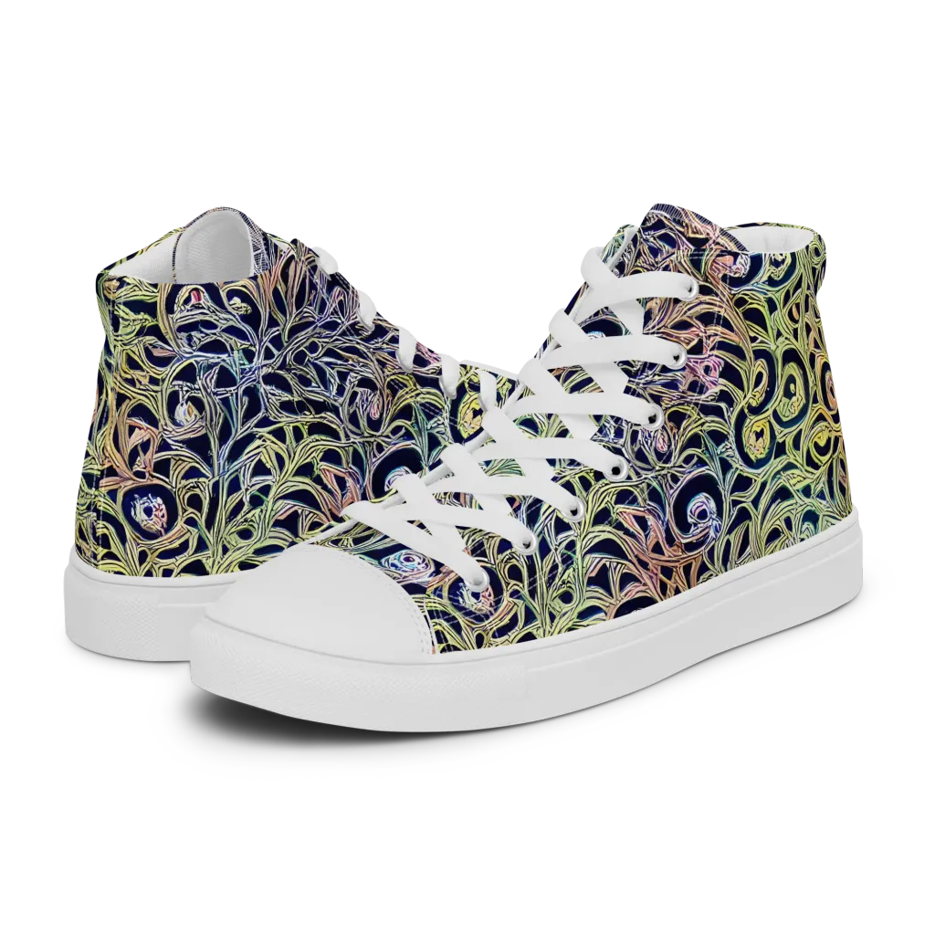 Citron Labyrinth on Women's High Top Canvas Shoes — Left