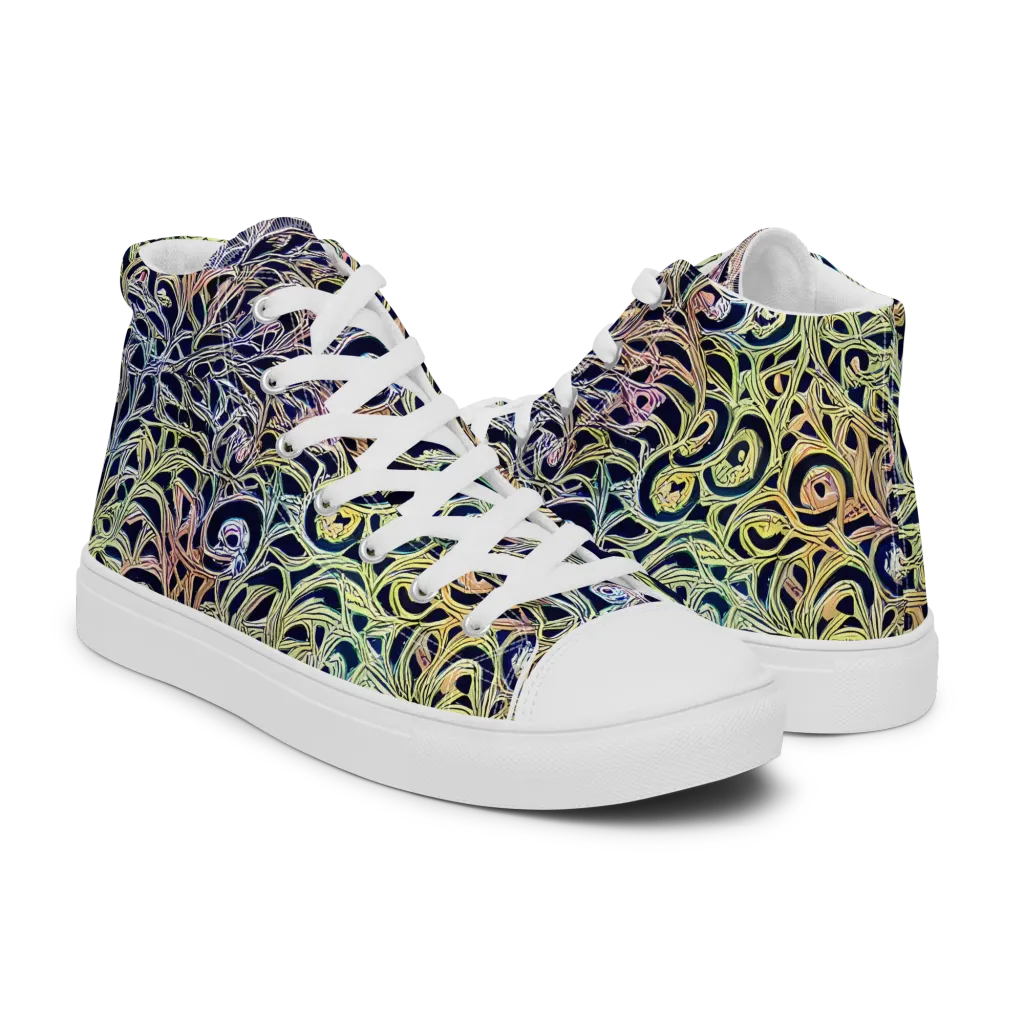 Citron Labyrinth on Women's High Top Canvas Shoes — Right