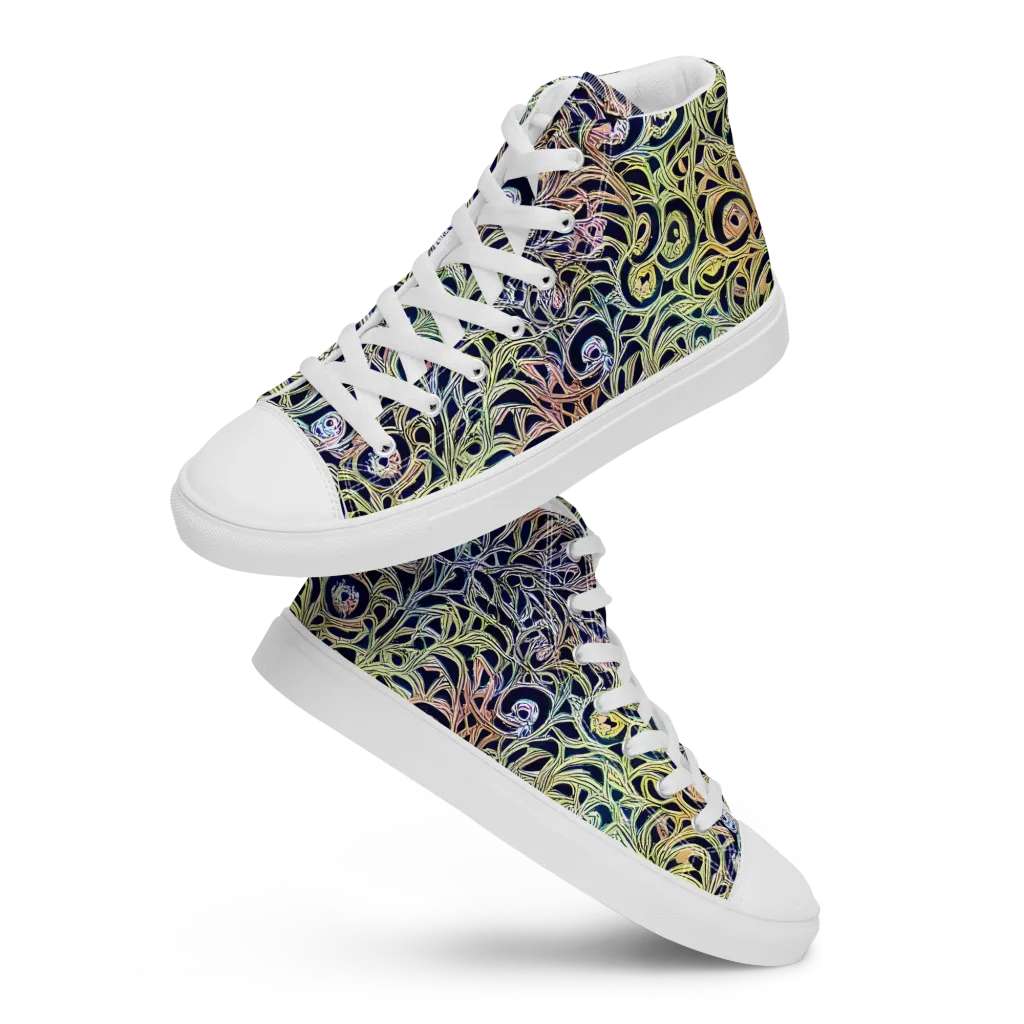 Citron Labyrinth on Women's High Top Canvas Shoes — Front