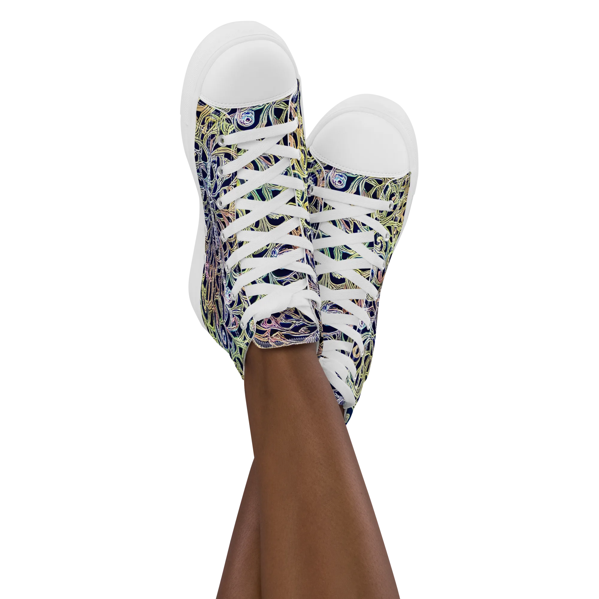Citron Labyrinth on Women's High Top Canvas Shoes — Front