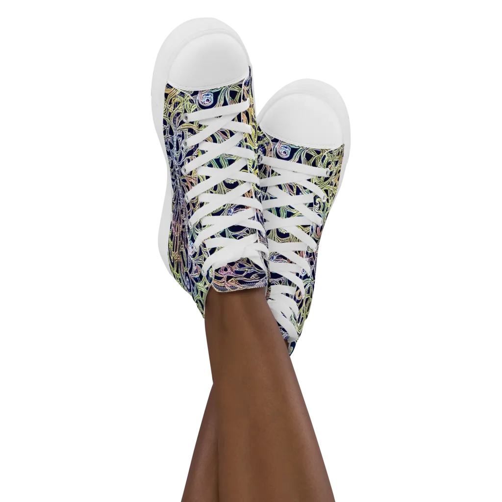 Citron Labyrinth on Women's High Top Canvas Shoes — Front